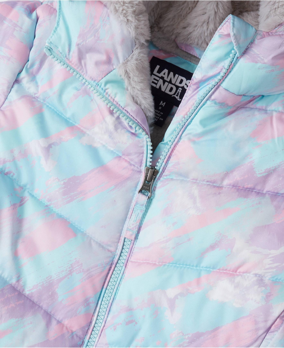 Lands' End Girls Fleece Lined Printed Parka