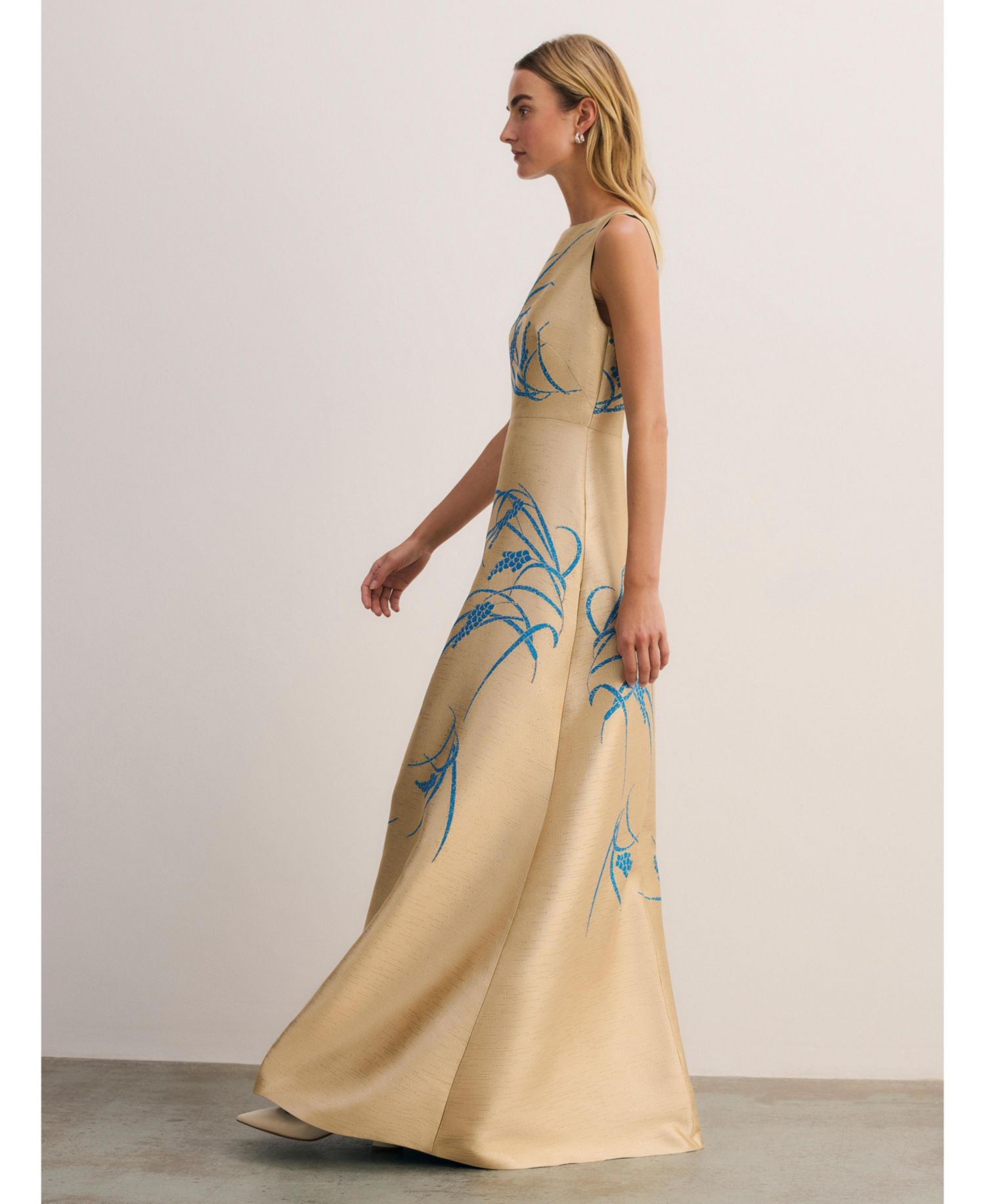 Women's Avila Embroidered A-Line Jacquard Maxi Gown