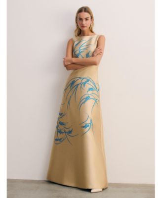 Women's Avila Embroidered A-Line Jacquard Maxi Gown