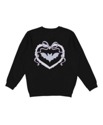 Toddler Girls 2T-4T Rhinestone Bat Patch Halloween Sweatshirt