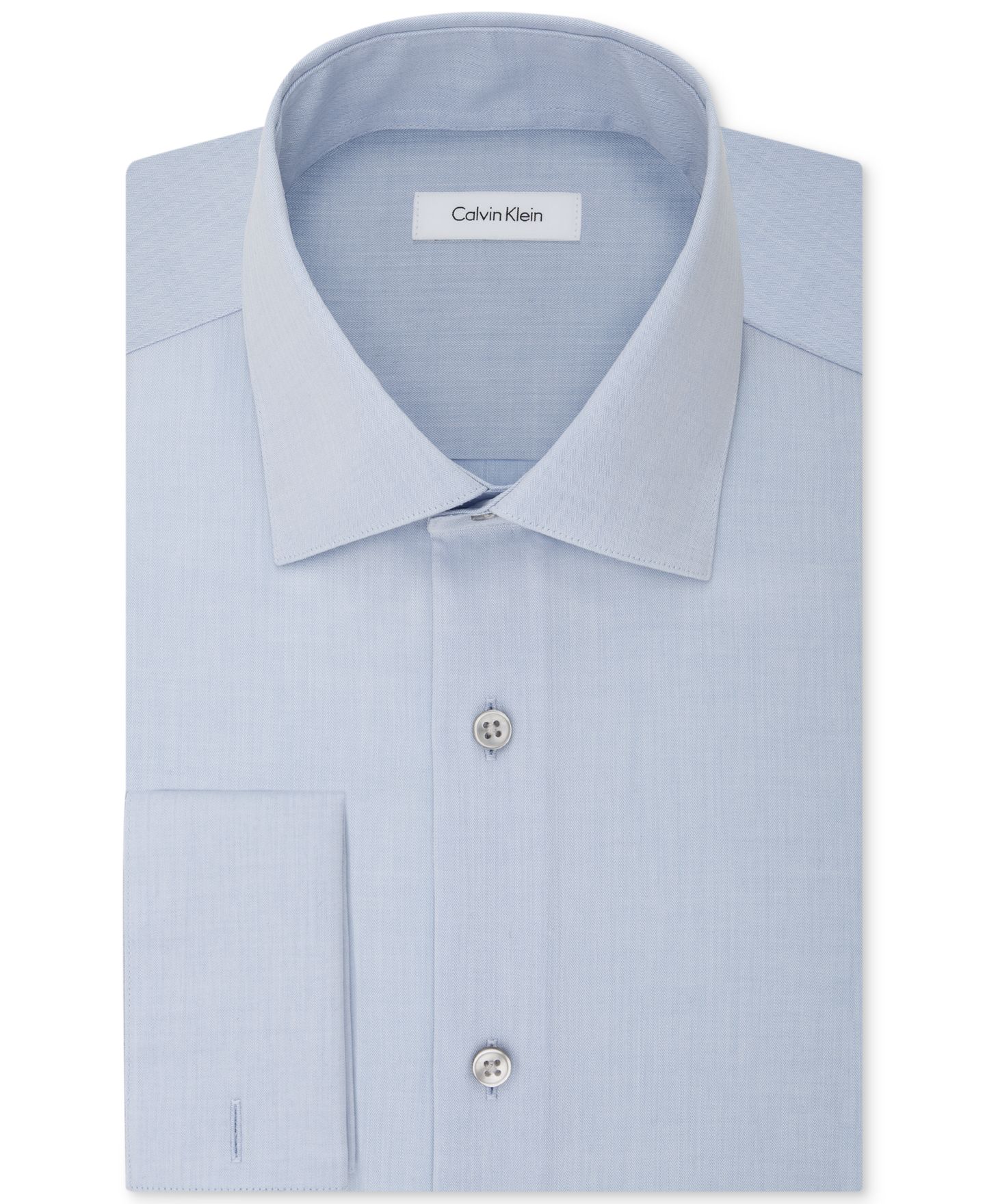 Мужская рубашка Calvin Klein Regular Fit Non-Iron Performance French Cuff Dress Shirt, цвет: Синий — фото 3