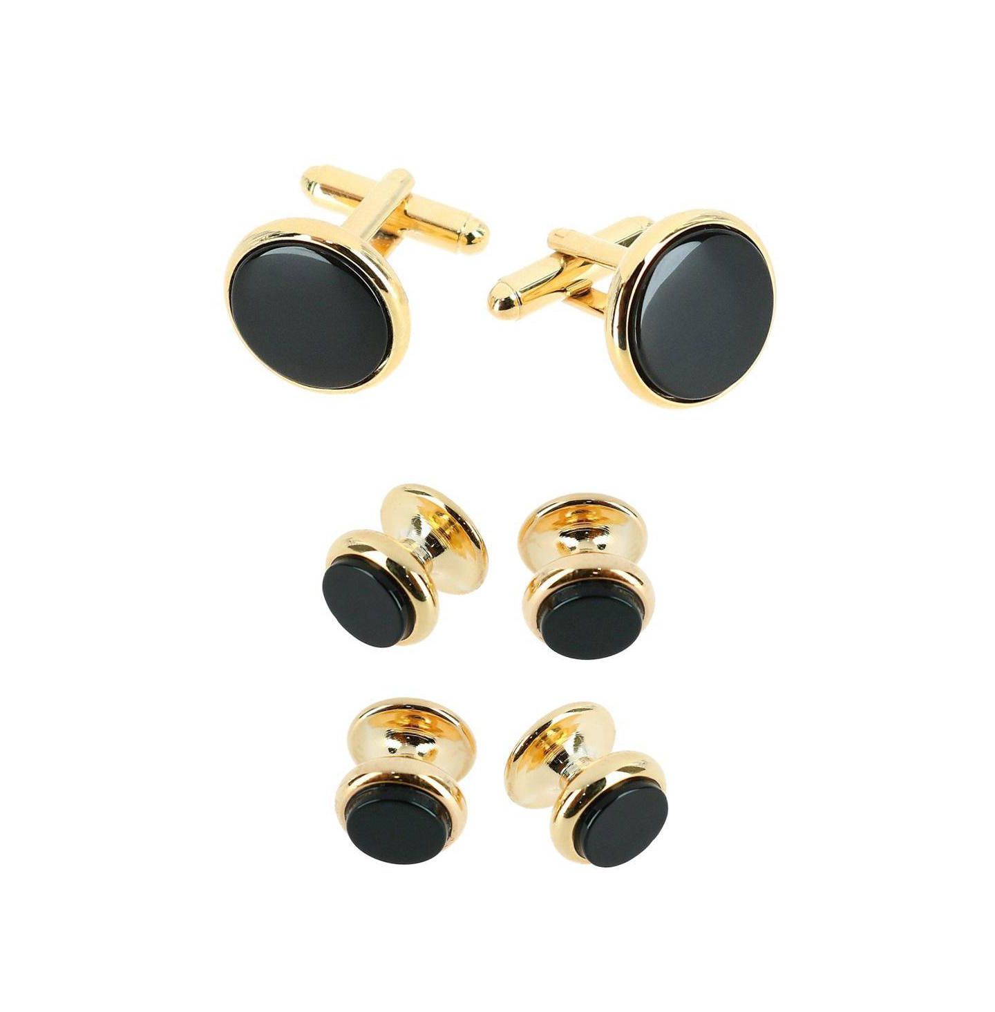 Мужские аксессуары Trafalgar Sutton Genuine Onyx Formal Set (Cufflinks and Tuxedo Studs), цвет: 24 Золотой / Чёрный — фото 3