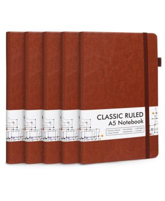Hardcover Ruled Lined Journals Set with Pen Holder Retractable Pens School Business Supplies
