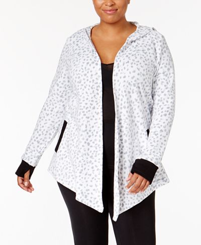 DKNY Plus Size Hooded Cozy Fleece Wrap