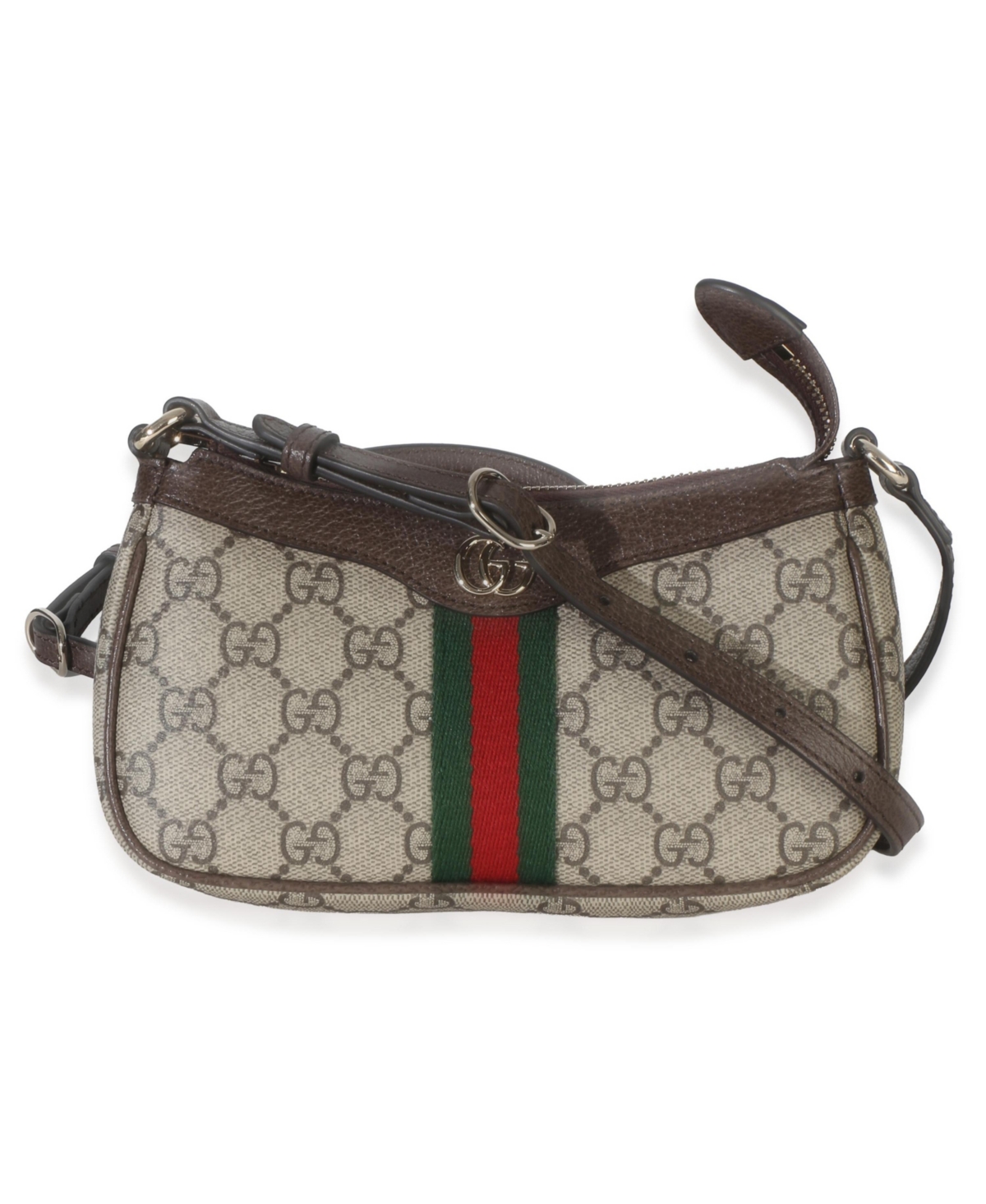 Pre-Owned Gucci Beige Ebony Gg Supreme Monogram Canvas Mini Ophidia Shoulder Bag - Open miscellaneous