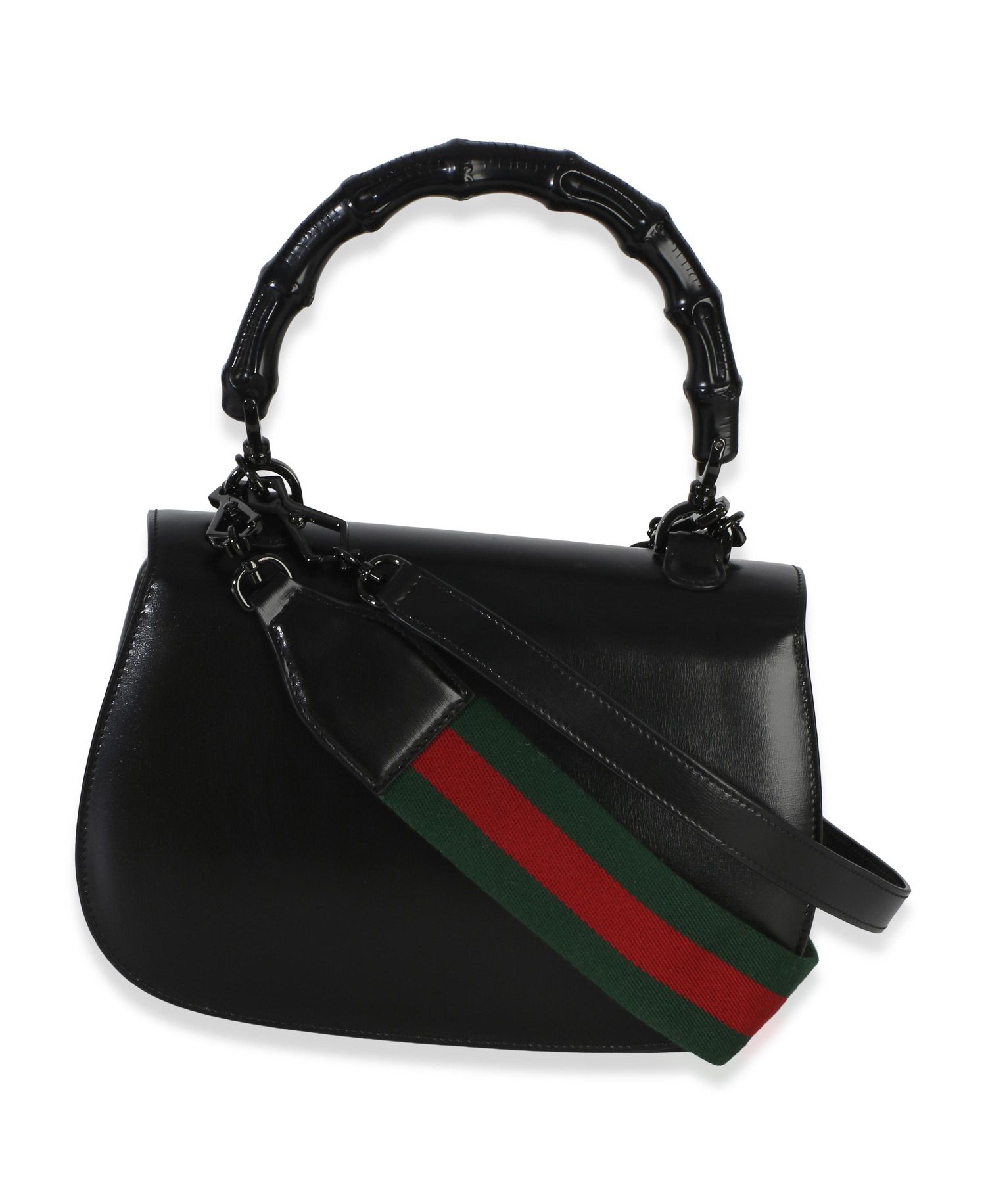 Black Monochrome Boarded Dyana Lux Medium Bamboo 1947 Top Handle Bag