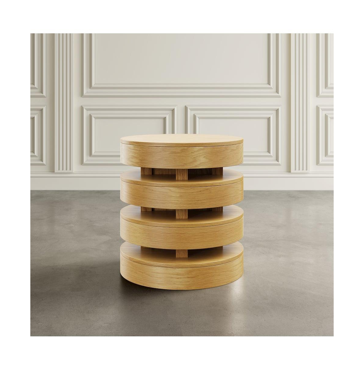 Jofran Brix Mid-Century Modern Floating Sculpture Layered Round End Table