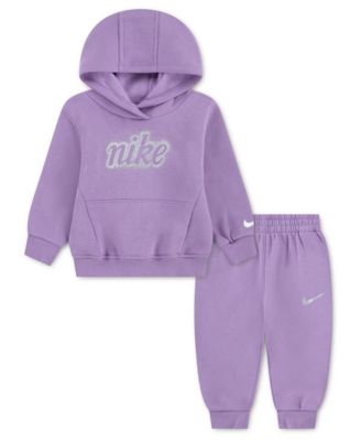 Baby Girls' Swoosh Sparkle Fleece Hooded Hoodie and Jogger Pants, 2-Piece Set