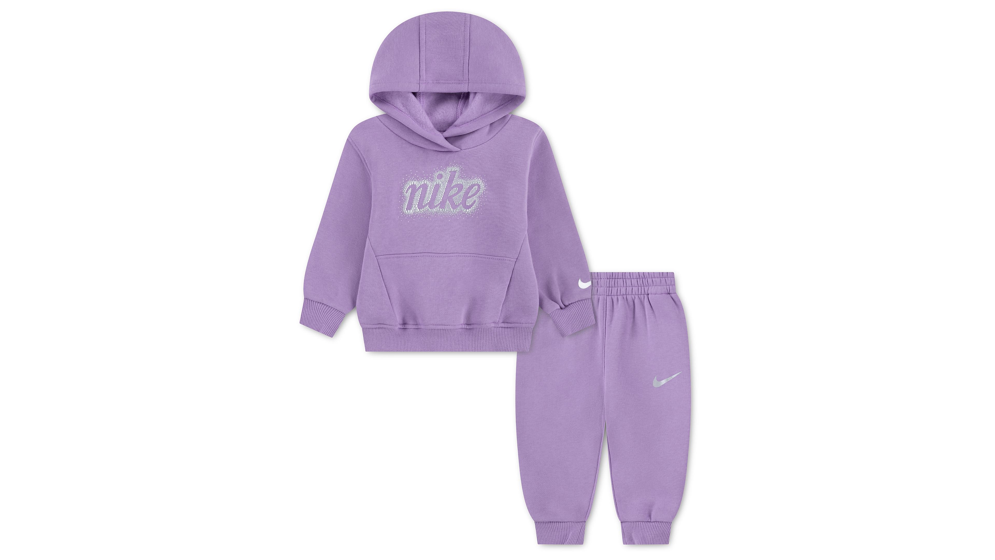 Nike Baby Girls' Swoosh Sparkle Fleece Hooded Hoodie and Jogger Pants, 2-Piece Set