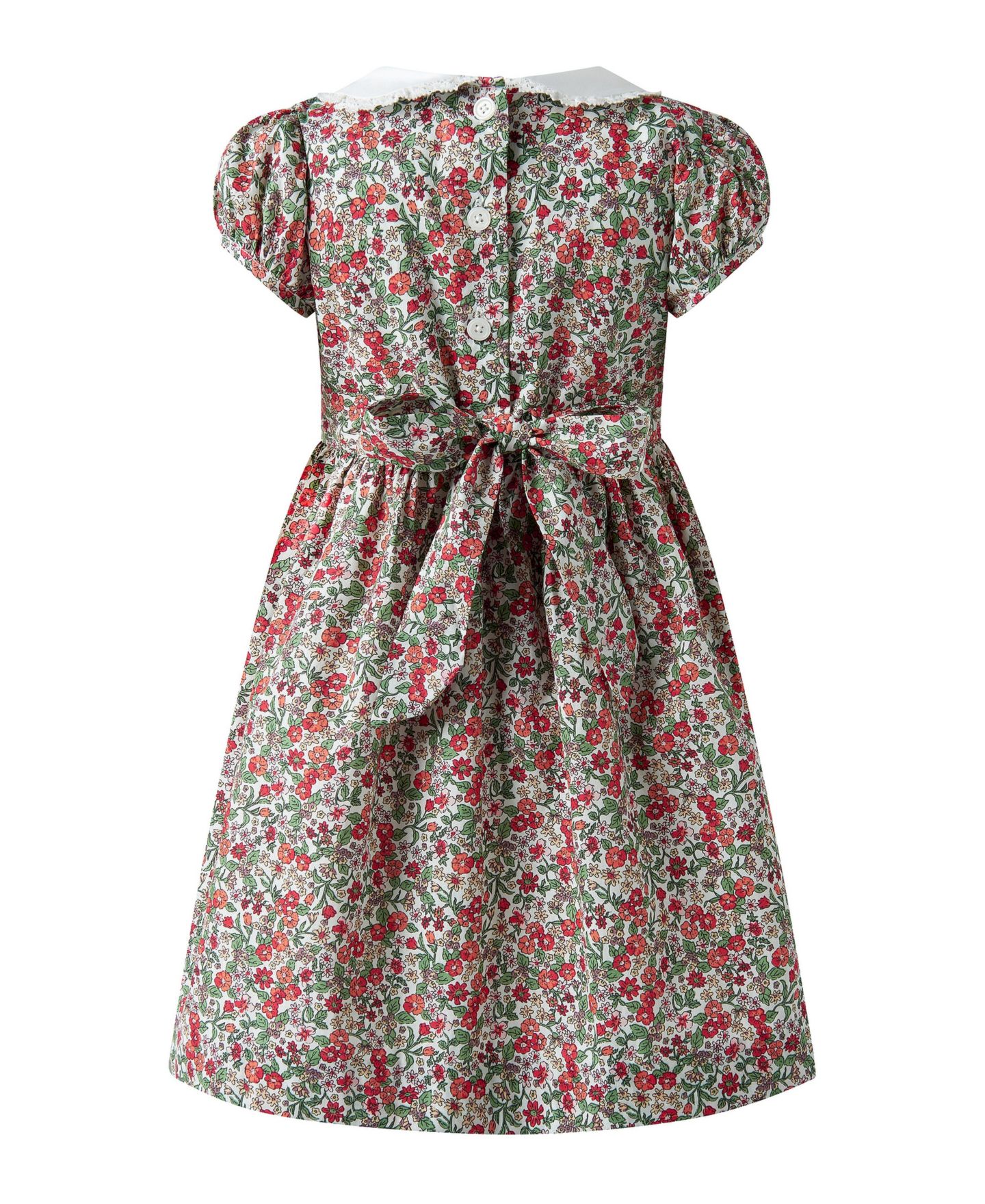 Платье Rachel Riley Botanical Frill Front Puff Sleeve Dress для девочек-малышей, цвет: Красный — фото 2