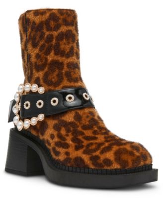 Women's Asher Imitation Pearl-Embellished Strap Square-Toe Booties