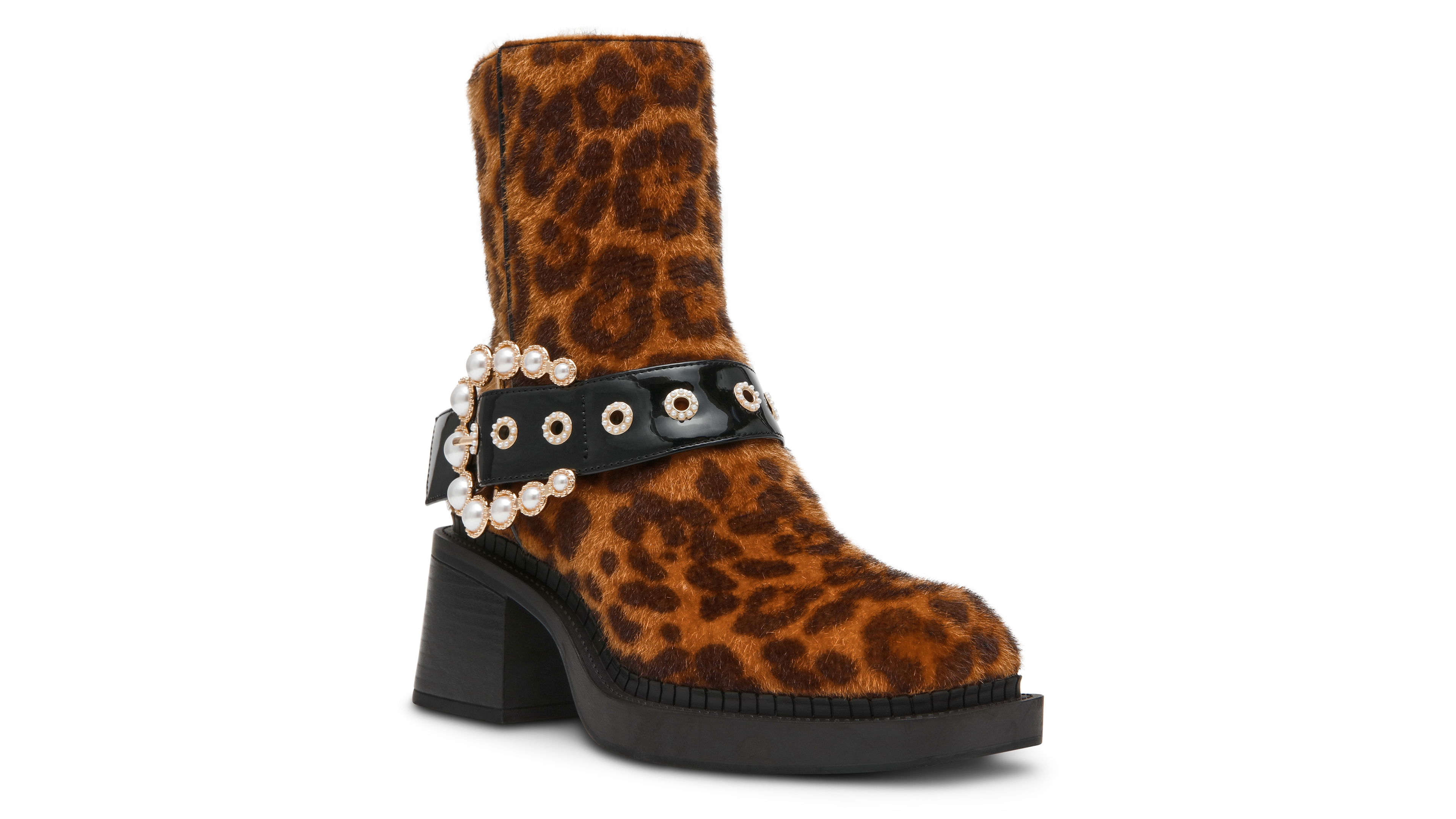 Betsey Johnson Women's Asher Pearl-Embellished Strap Square-Toe Booties