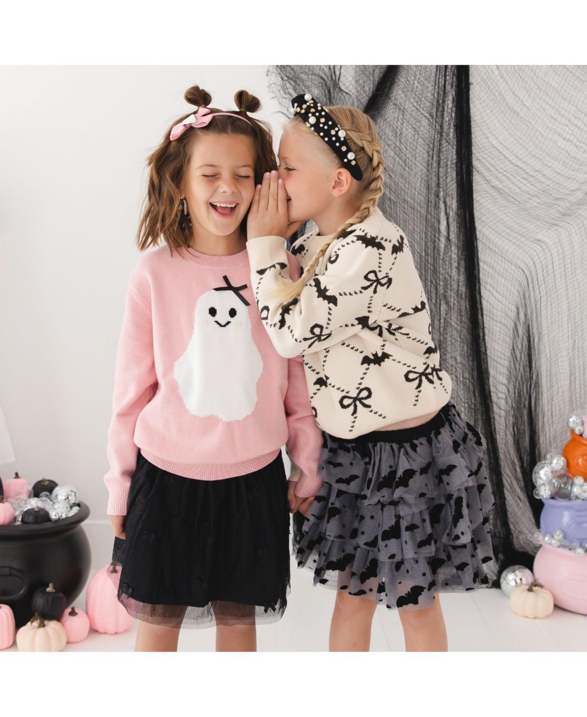 Sweet Wink Toddler Girls' 2T-5T Ghost Halloween Crewneck Long-Sleeve Sweater