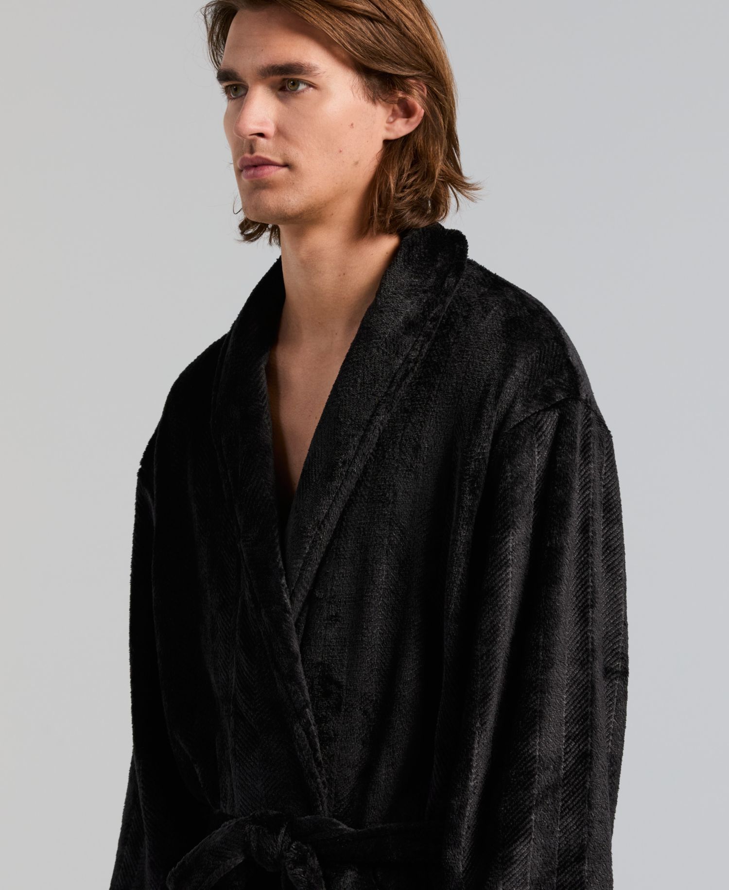 Men's Fleece-Herringbone Robe