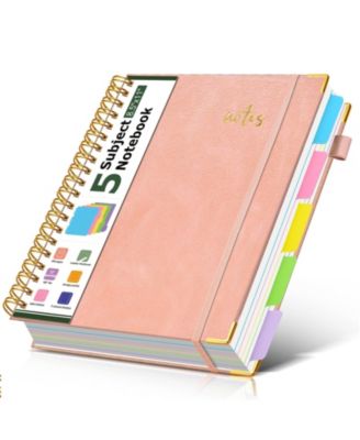Leather Spiral Notebook 5 Subject Removable Dividers College Ruled 300 Pages