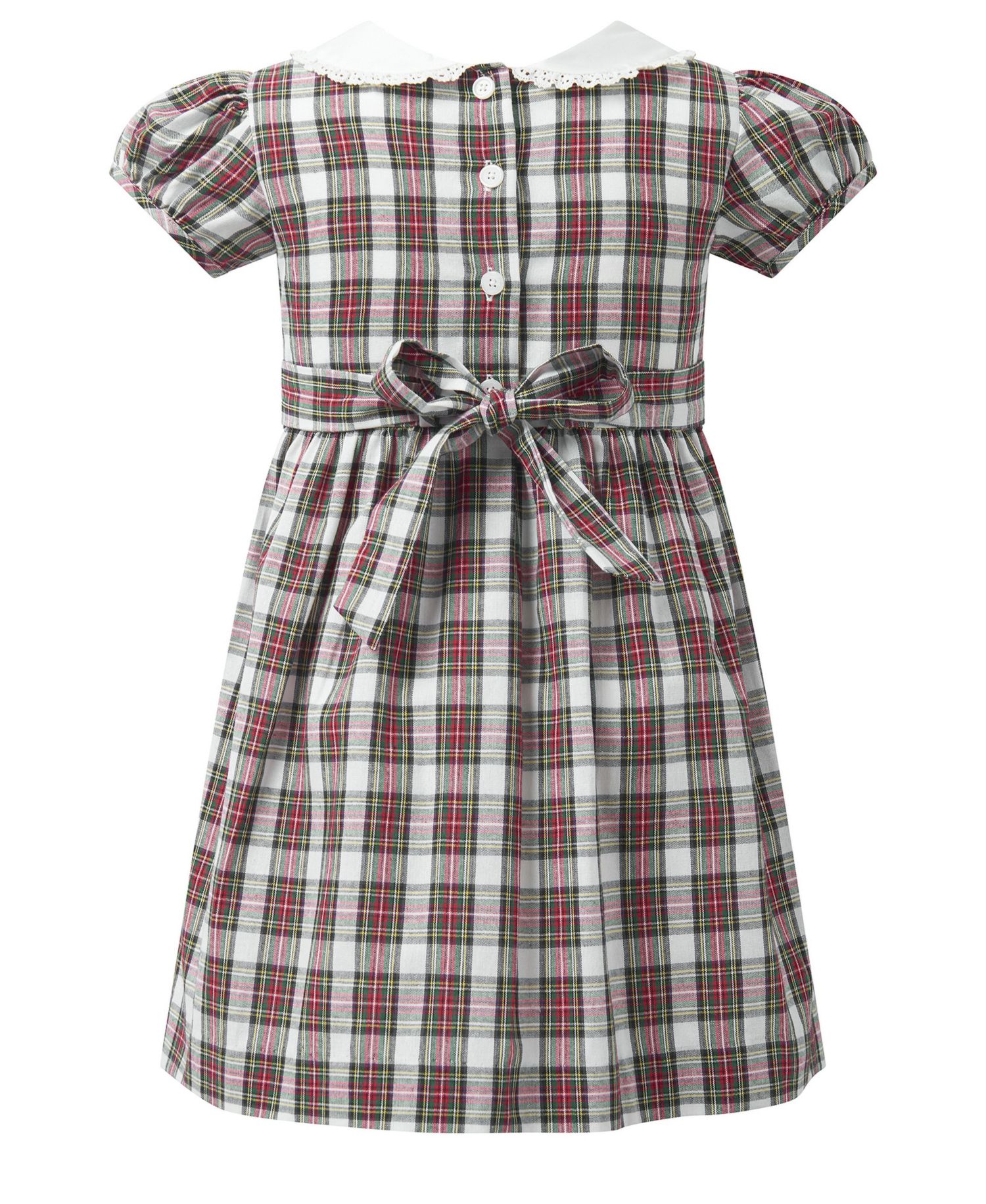 Girls' 2-10 Ivory Tartan Frill Front Dress
