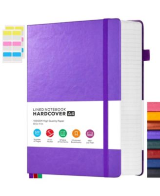 Large Hardcover College Ruled Notebook 320 Pages Faux Leather Journal With Bookmark And Pocket