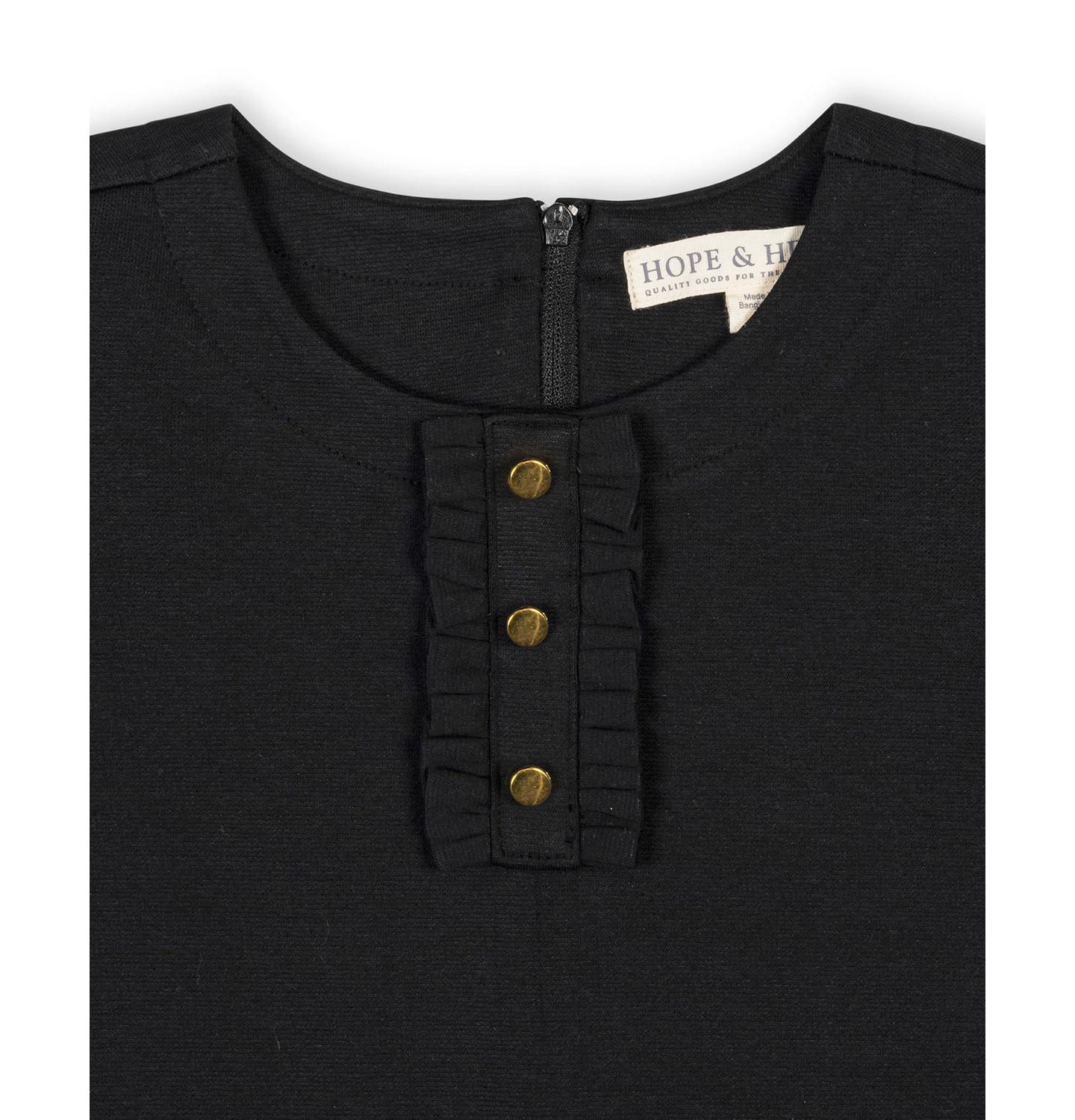 Платье Hope & Henry Short-Sleeve A-Line Ruffle-Placket Dress для девочек, цвет: Чёрный — фото 5
