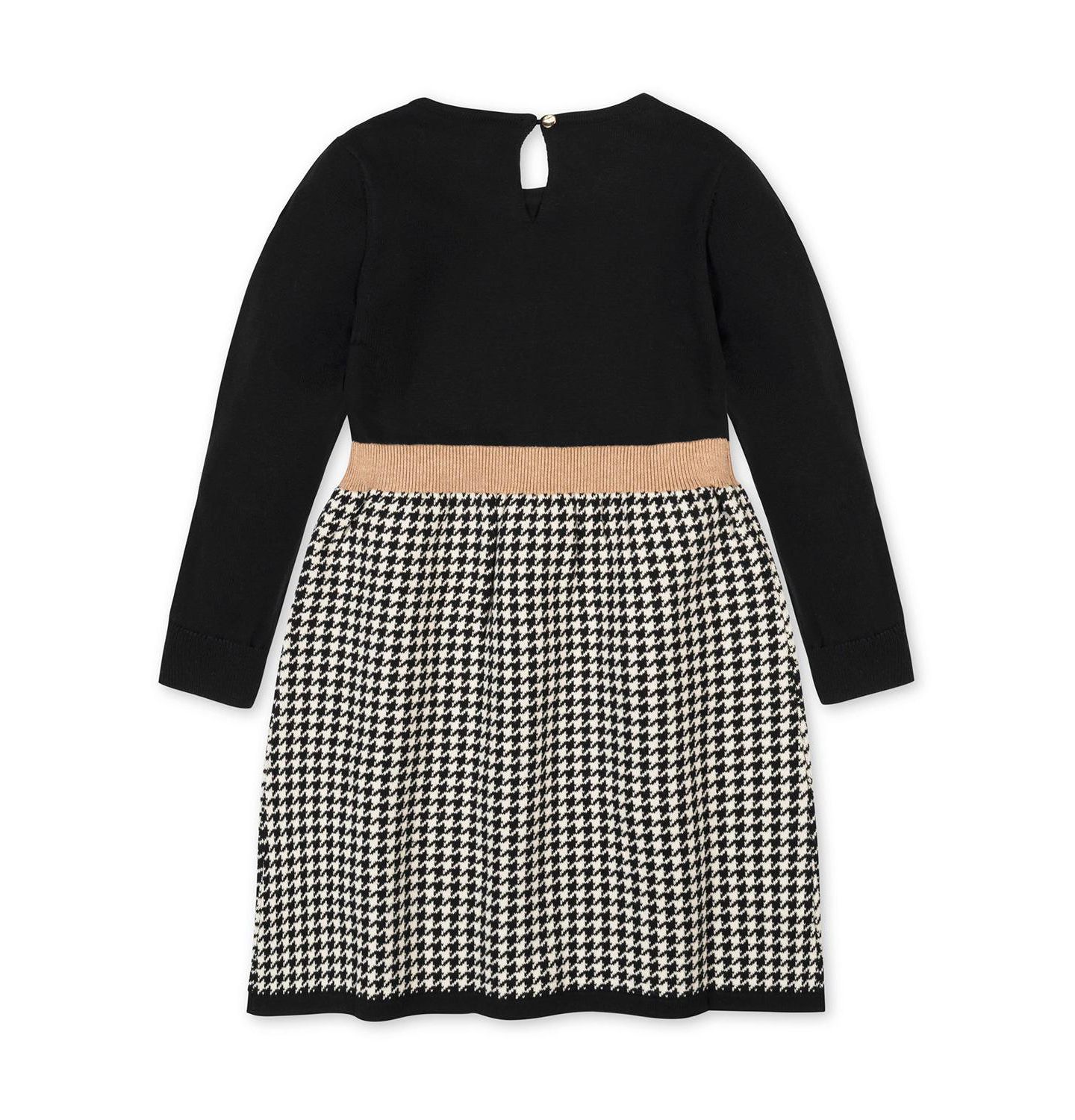 Платье Hope & Henry Organic Skater Sweater Dress with Bow для девочек, цвет: Чёрная гусиная лапка — фото 6