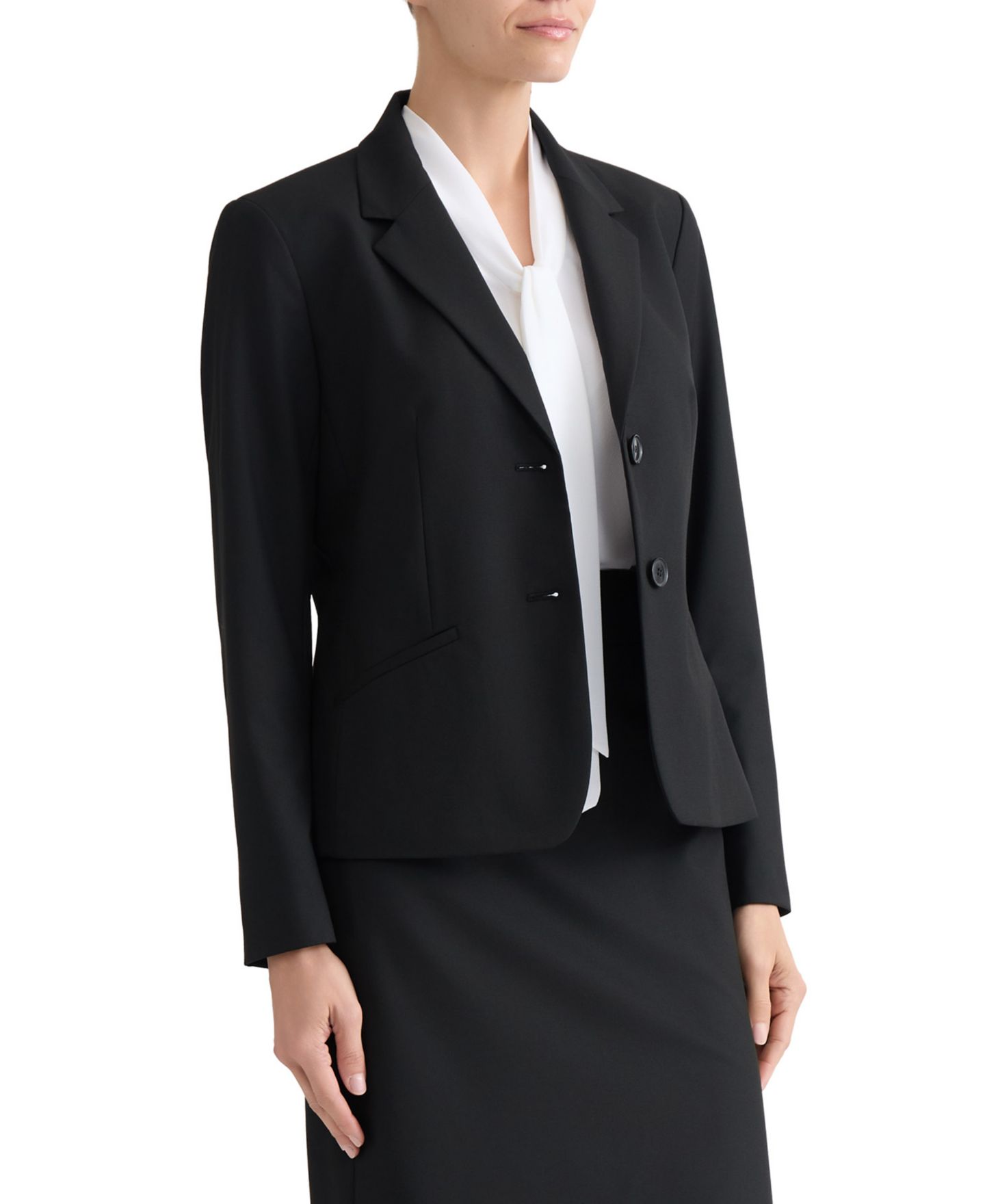 Женский пиджак Kasper Machine Washable Two-Button Blazer, Regular & Petite, цвет: Чёрный — фото 6