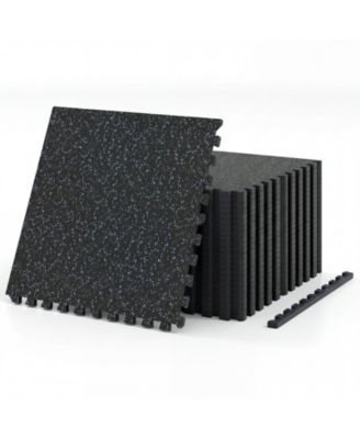 0.79" Thick Gym Flooring Exercise Equipment Workout Mats with Rubber Top Slate