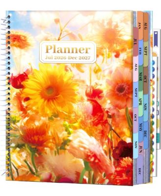 18 Month Daily Weekly Monthly Hardcover Planner With Stickers Tabs For Productivity