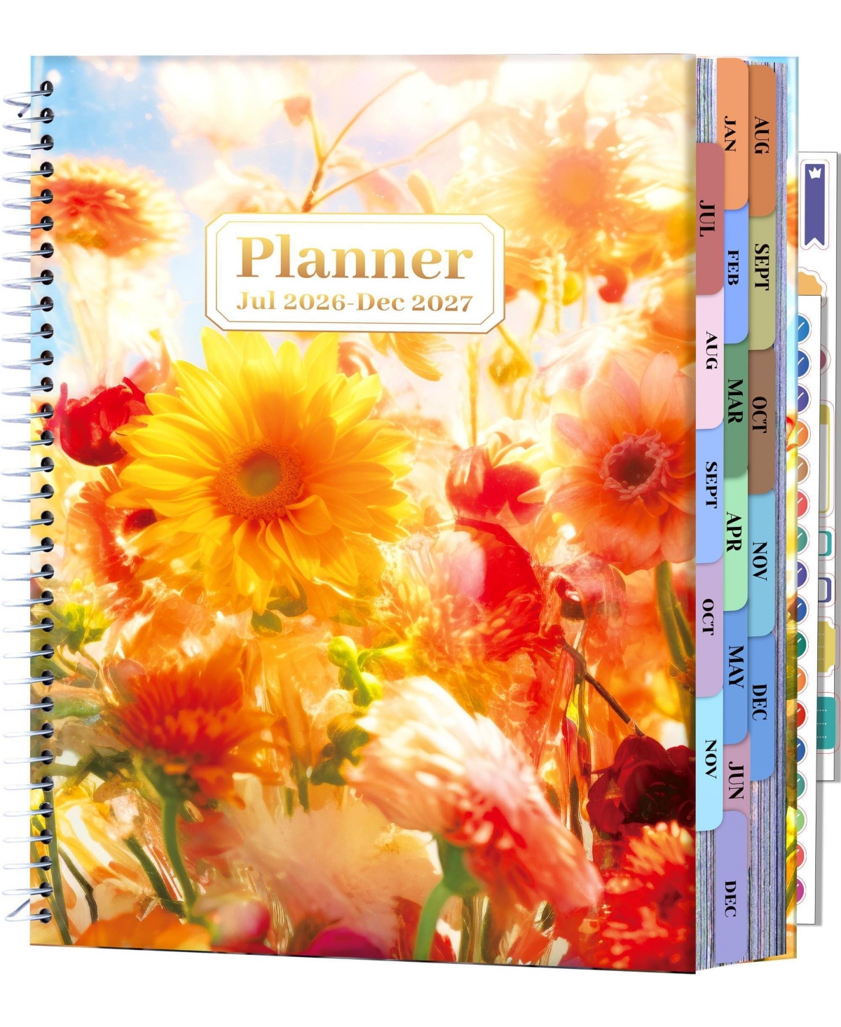 Danrong 18 Month Daily Weekly Monthly Hardcover Planner With Stickers Tabs For Productivity - Open Miscellaneous 962