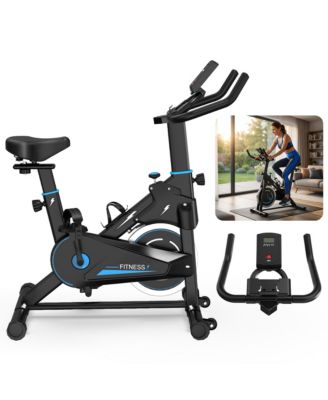 Quiet Belt Drive Indoor Stationary Exercise Bike With Adjustable Resistance and Comfort Saddle