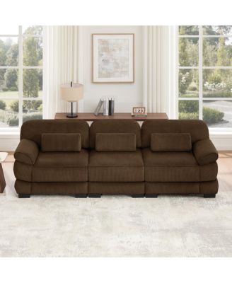 Minimalist Modular Sectional Couch, 3-Seater Sofa, Comfy Thick Seat Cushions, Breathable Corduroy Fabric, for Living Room Bedroom Apartment