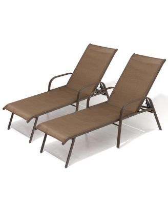 2/4 Pieces Outdoor Adjustable Patio Chaise Lounge Chairs