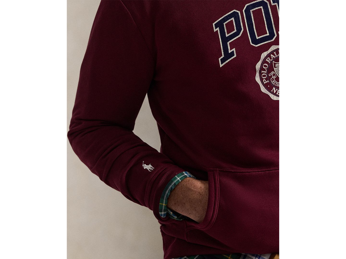 Мужское худи Polo Ralph Lauren Big & Tall Logo Fleece, цвет: Винный — фото 3