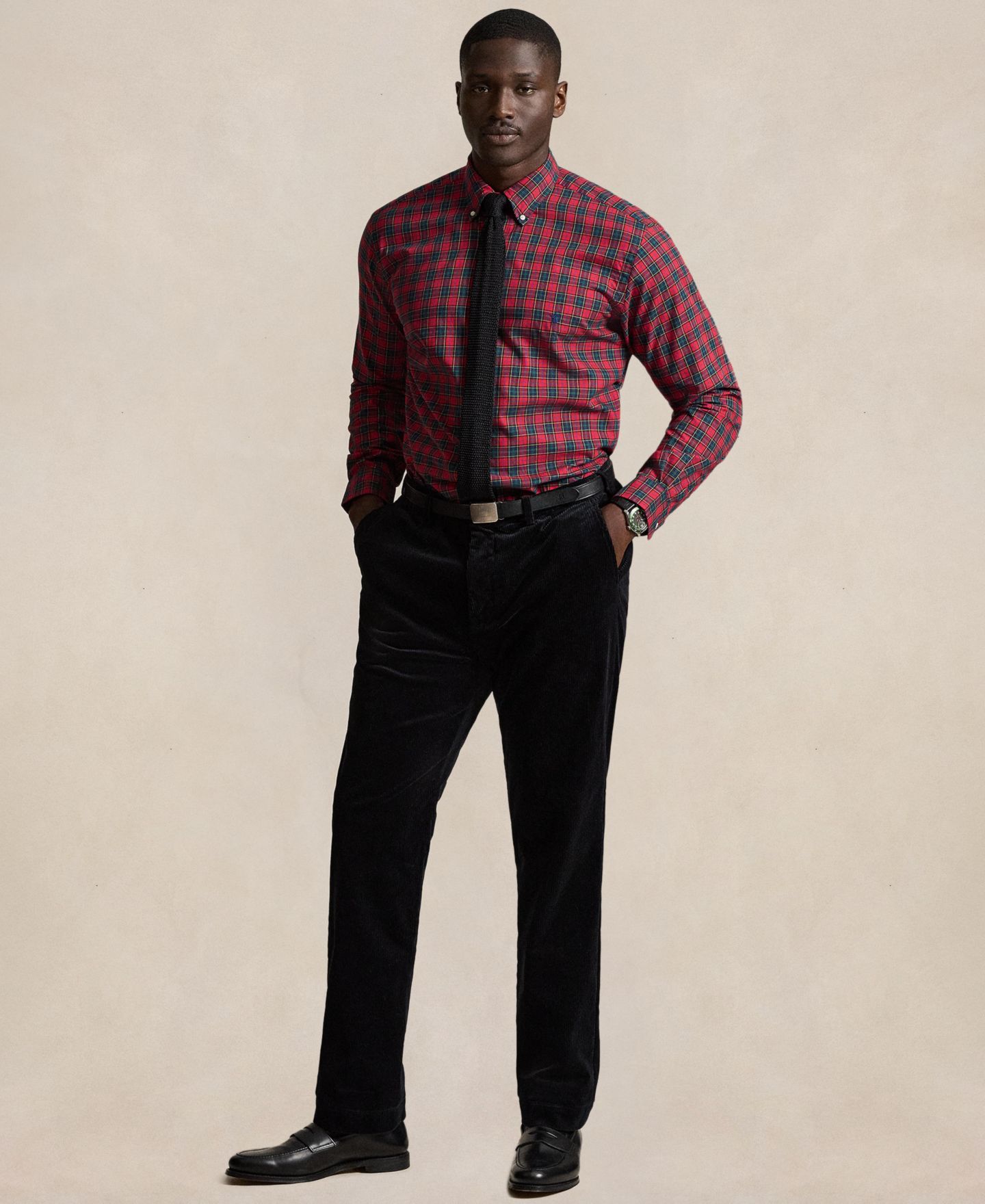 Мужская рубашка Polo Ralph Lauren Big & Tall Cotton Twill, цвет: Мох фиолетовый — фото 9