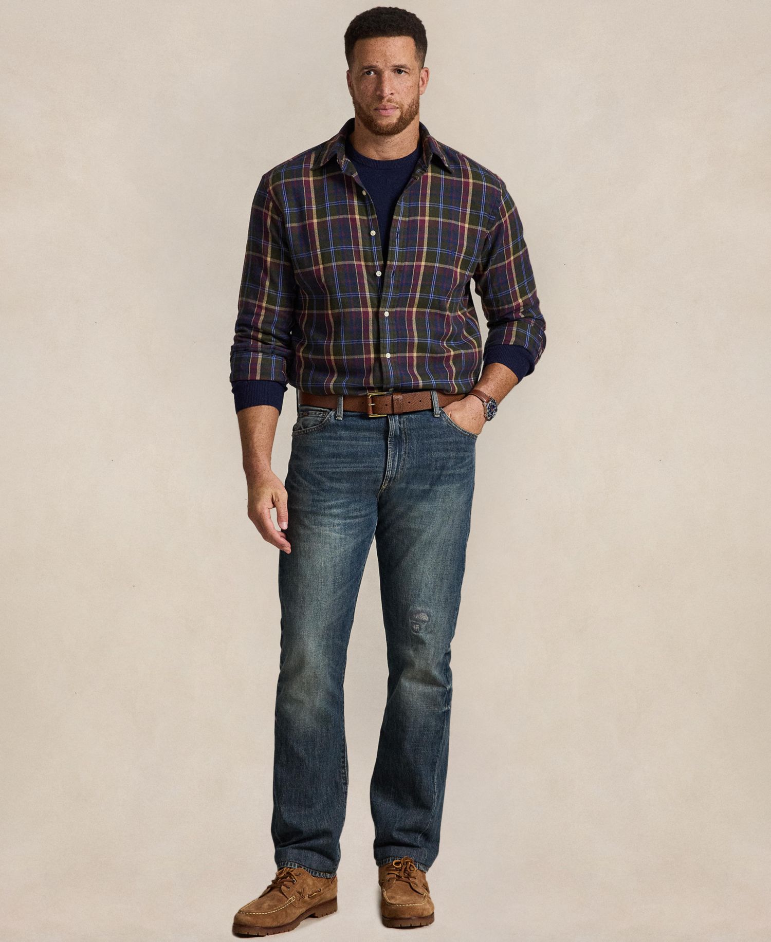 Men's Big & Tall Plaid Brushed Flannel Button-Down Shirt