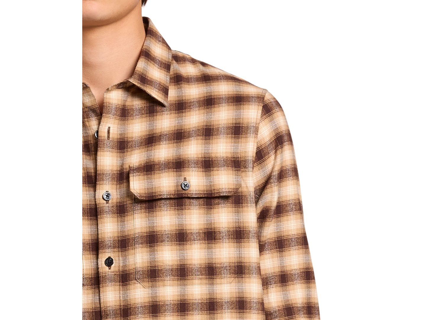 Мужская рубашка Michael Kors Plaid Brushed Cotton Twill, цвет: Шоколадный — фото 2