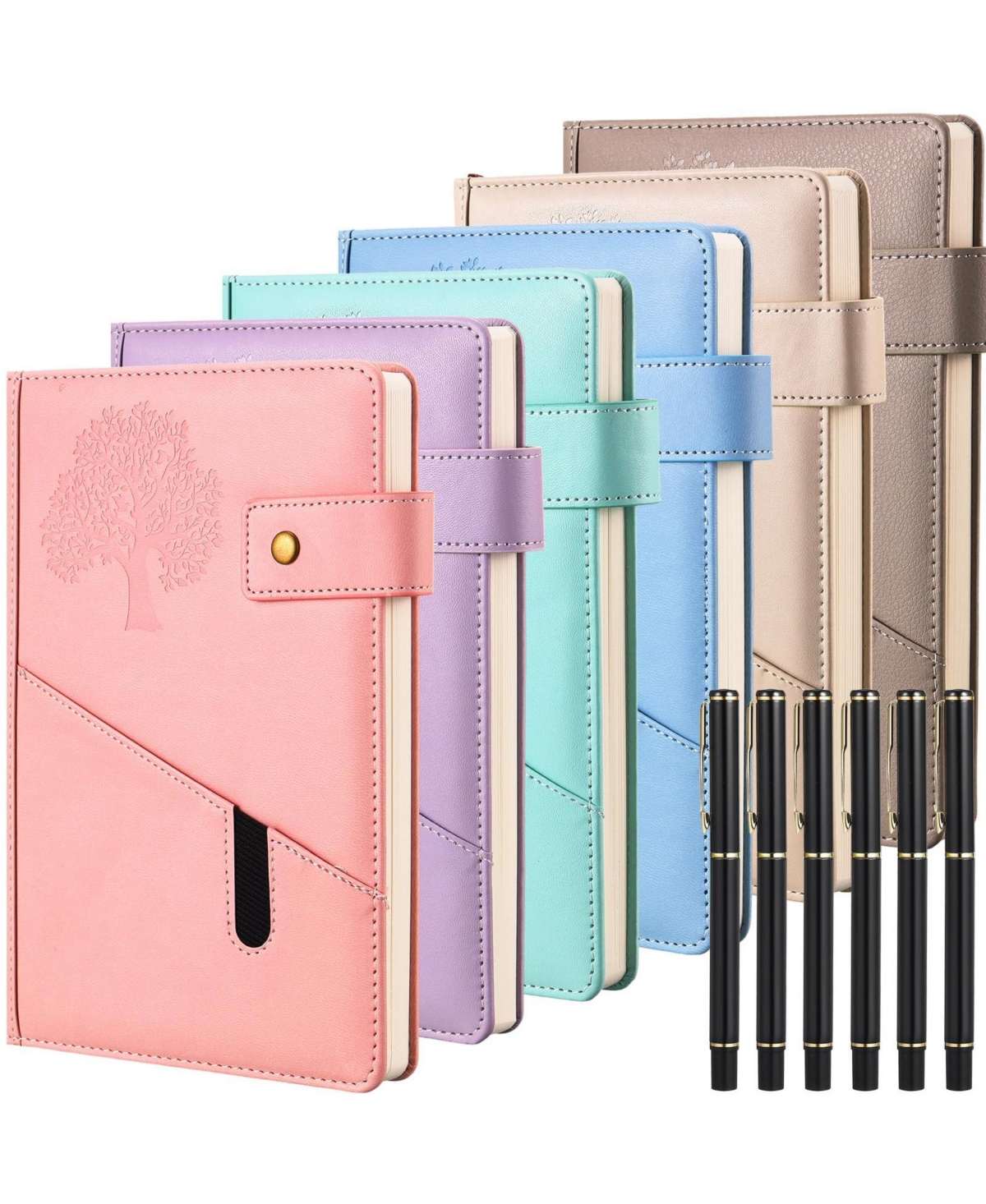 Danrong A5 Life Tree Faux Leather Journal Notebook Pen Bulk Set For Office Business Gifting