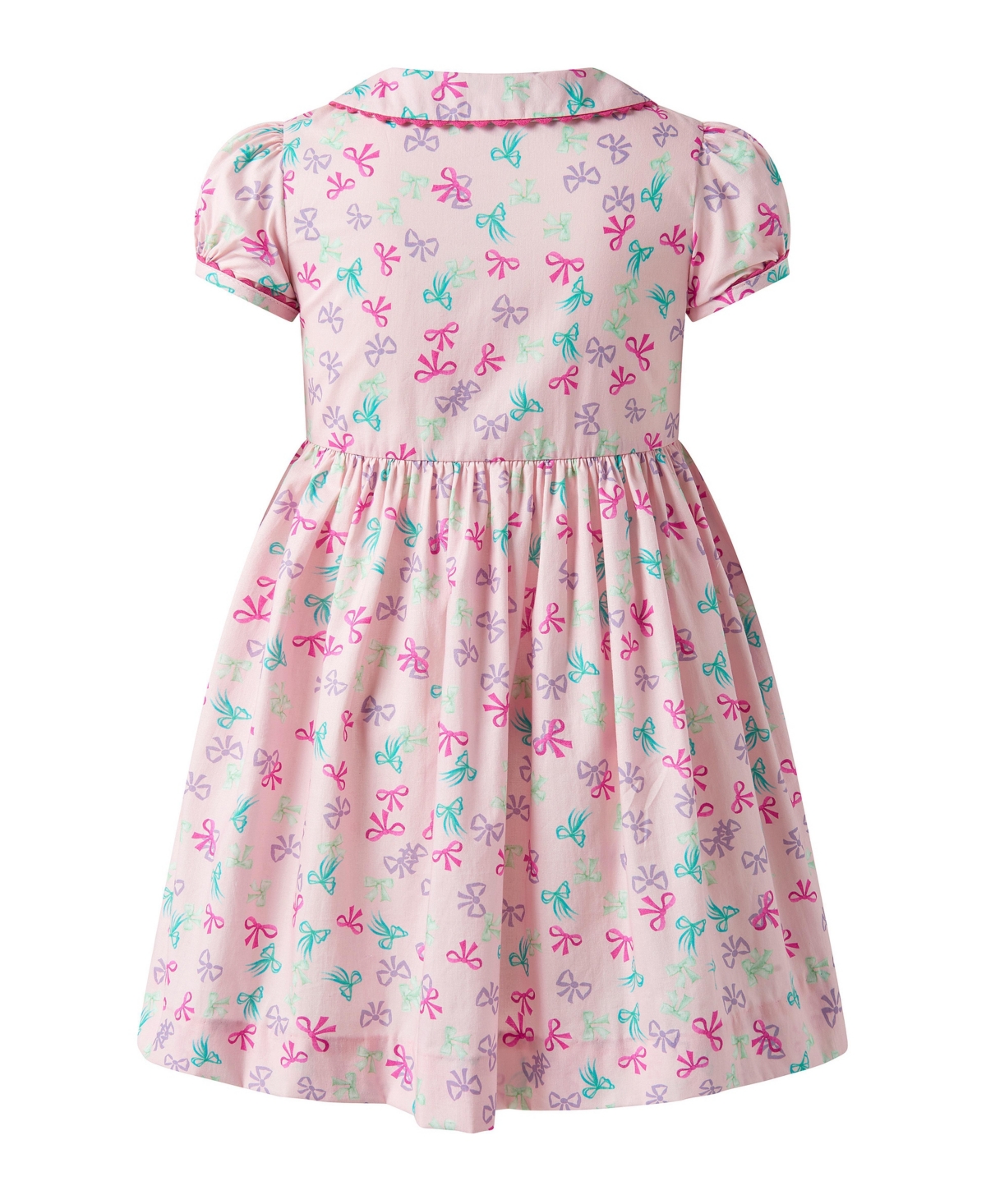 Rachel Riley Toddler Girls' 2T-5T Bow-Print Puff-Sleeve Peter Pan Collar Dress