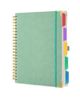 Hardcover Spiral Notebook College Ruled Lined Paper Thick Pages Elastic Closure Pocket Index Tabs