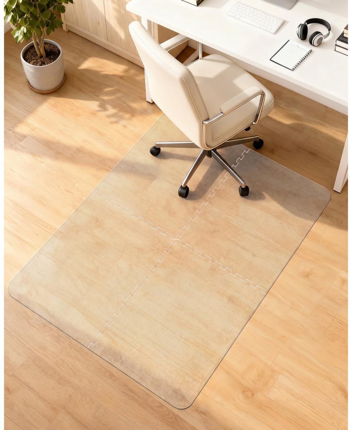 Danrong 4 Section Hard Chair Mat Smooth Rolling Non Slip Floor Protection For Office Home