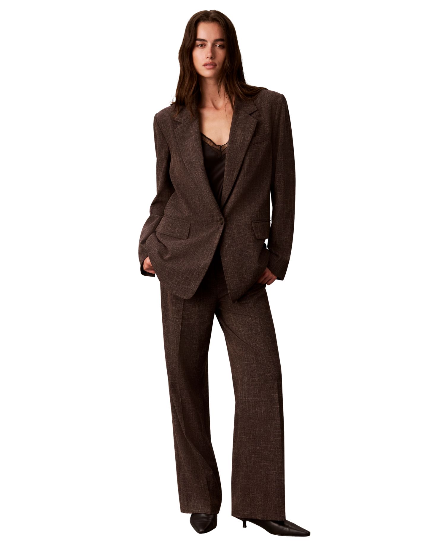 Women's Boyfriend Windowpane Stretch Blazer