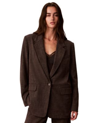 Women's Boyfriend Windowpane Stretch Blazer