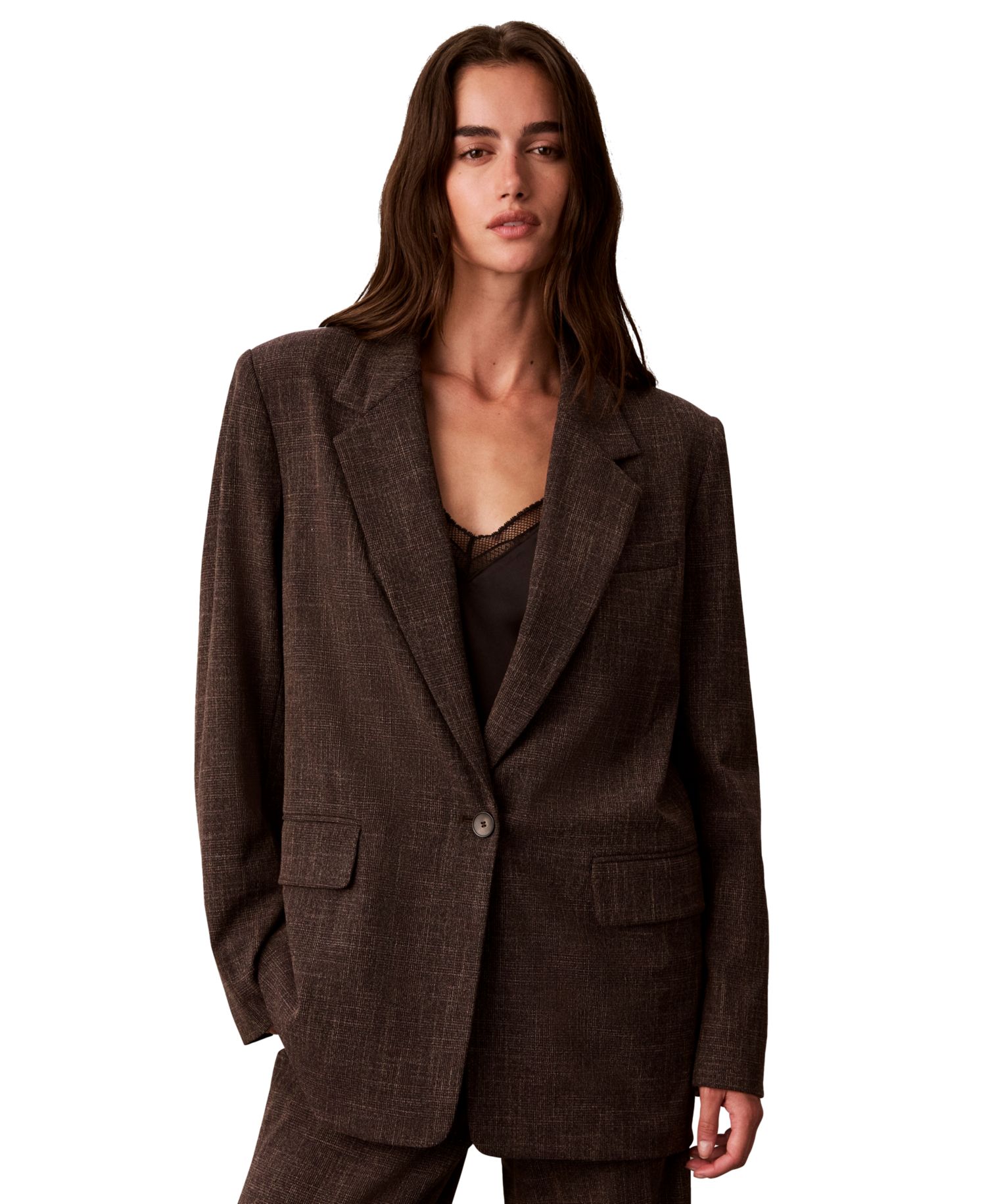 Women's Boyfriend Windowpane Stretch Blazer