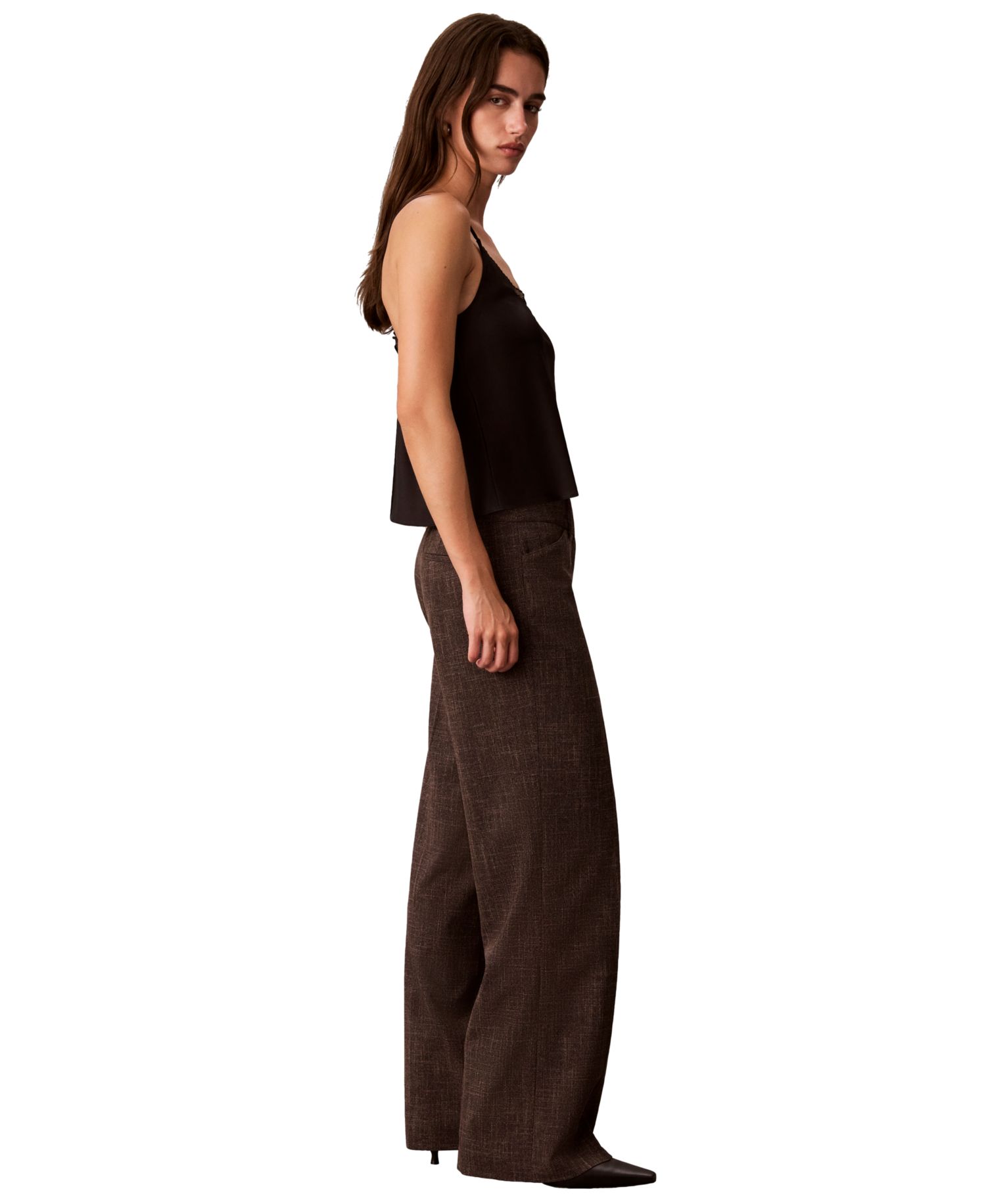 Women's Windowpane High-Rise Wide-Leg Pants