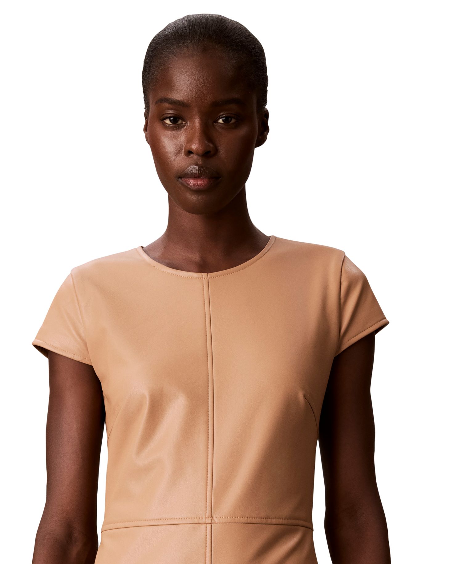 Women's Cap-Sleeve Sheath Midi Dress