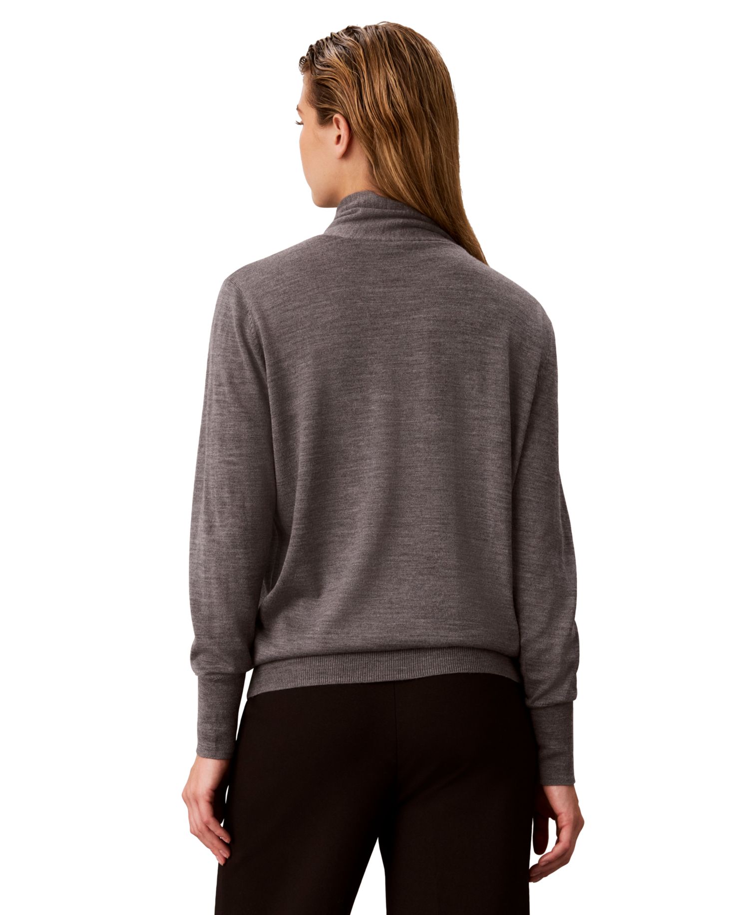 Women's Tie-Neck Mock Neck Long-Sleeve Sweater