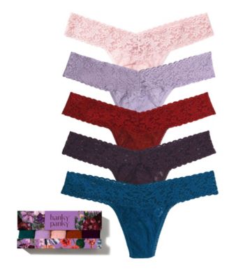 Garden Party Low-Rise Lace Thong, 5-Pack