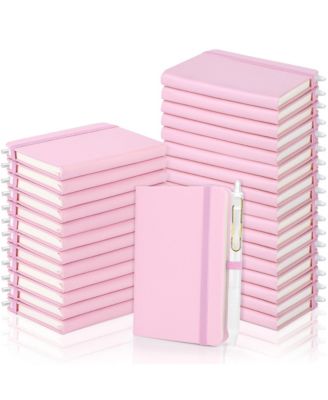 Pocket Notebook Journal With Pens Leather Hardcover Lined Notepad Pen Holder For School Office Gifts Rainbow Colors