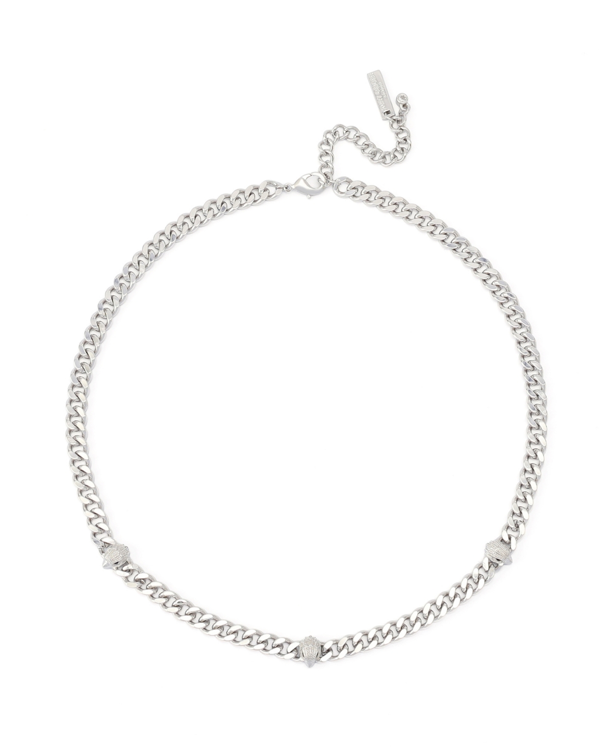 Robert Lee Morris Soho Silver-Tone Glass Crystal Signature Eagle Head Curb Chain Adjustable Necklace - Rhodium