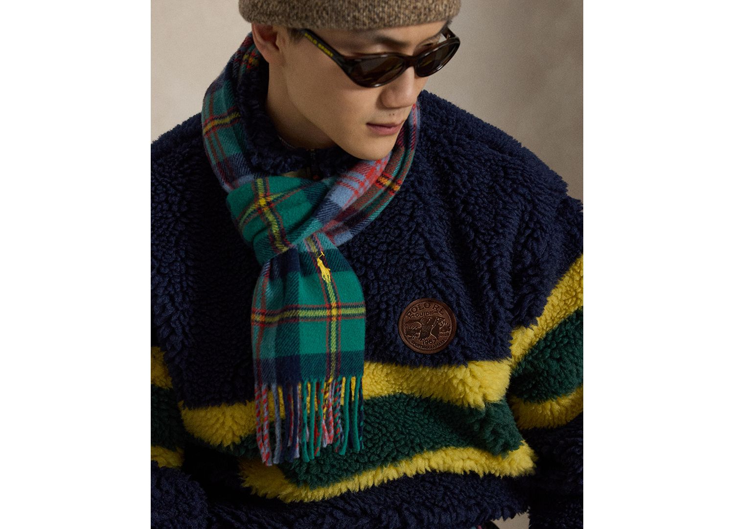 Men's Striped Fleece Quarter-Zip Pullover