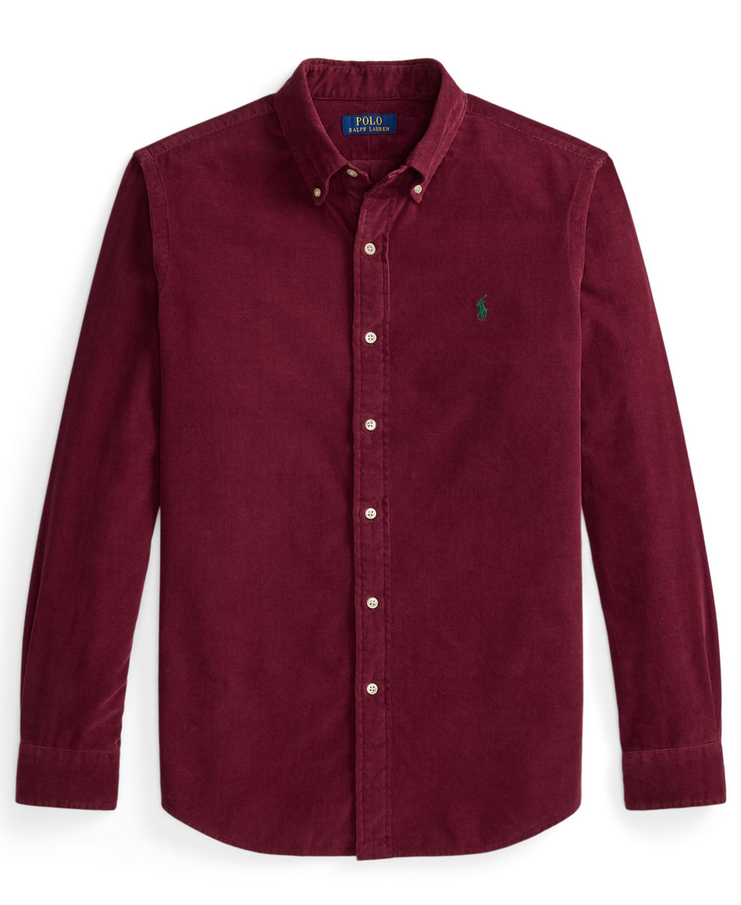 Мужская рубашка Polo Ralph Lauren Classic-Fit Corduroy, цвет: Винный / Сосновый — фото 5