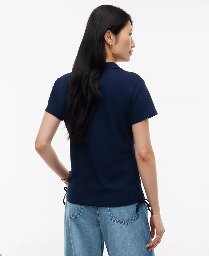 Women's Short-Sleeve Drawstring Polo Shirt - thumbnail 8